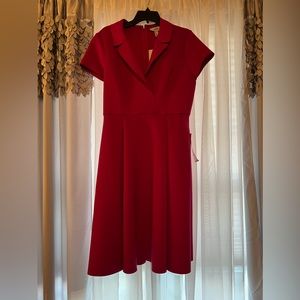 Belle Badgley Mischka Fuchsia Midi Shirt Dress